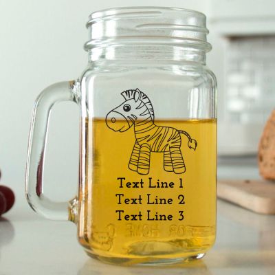 Mason Mug - Baby Zebra - Personalized Mason Jar 16oz