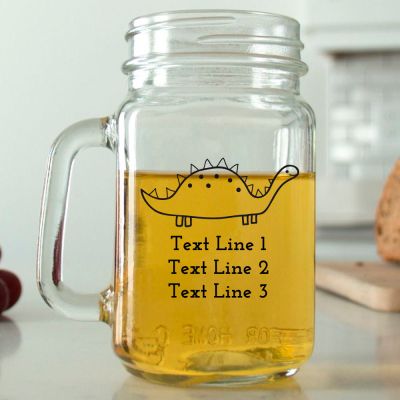 Mason Mug - Cute Stegosaurus- Personalized Mason Jar 16oz