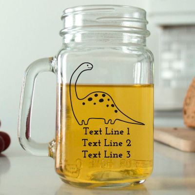 Mason Mug - Cute Brontosaurus- Personalized Mason Jar 16oz