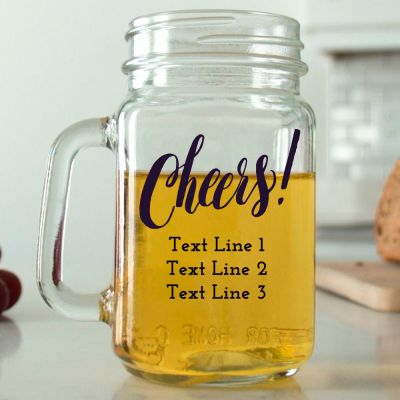 Mason Mug - Cheers! - Personalized Mason Jar 16oz