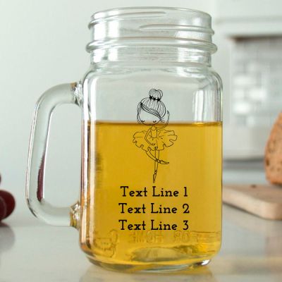 Mason Mug - Ballerina- Personalized Mason Jar 16oz