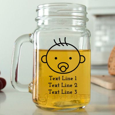 Mason Mug - Baby Boy with Pacifier - Personalized Mason Jar 16oz