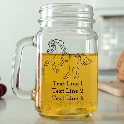 Mason Mug - Carousel Horse - Personalized Mason Jar 16oz