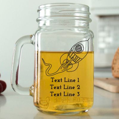 Mason Mug - Rocket Ship - Personalized Mason Jar 16oz