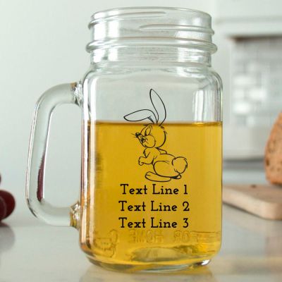 Mason Mug - Rabbit - Personalized Mason Jar 16oz