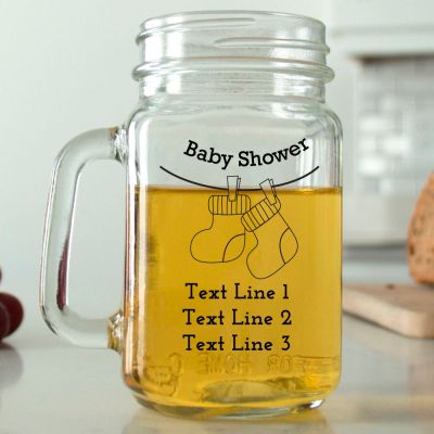 Mason Mug - Baby Showers Hanging Socks - Personalized Mason Jar 16oz