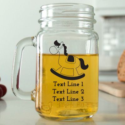 Mason Mug - Rocking Horse - Personalized Mason Jar 16oz