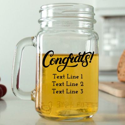 Mason Mug - Congrats!- Personalized Mason Jar 16oz