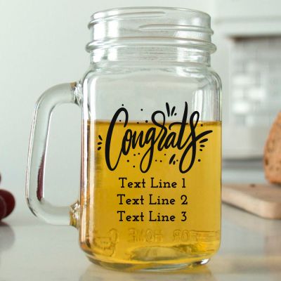 Mason Mug - Congrats Script - Personalized Mason Jar 16oz