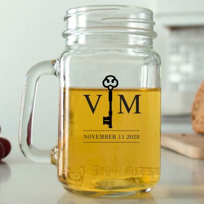 Mason Mug - Key Initials - Personalized Mason Jar 16oz