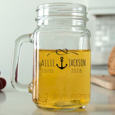 Mason Mug - Knot and Anchor - Personalized Mason Jar 16oz