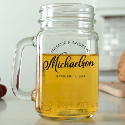 Mason Mug - Signature Name - Personalized Mason Jar 16oz