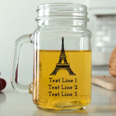 Mason Mug - Eiffel Tower - Personalized Mason Jar 16oz