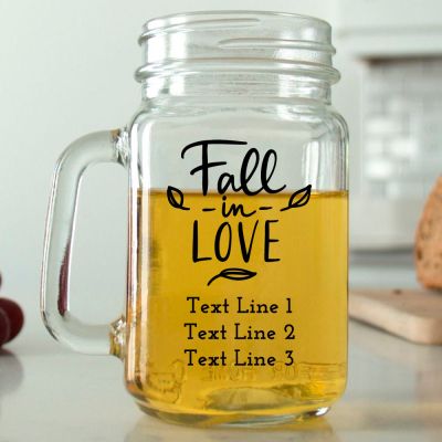 Mason Mug - Fall in Love - Personalized Mason Jar 16oz
