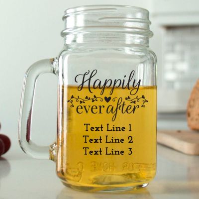 Mason Mug - Happily Ever After Hearts - Personalized Mason Jar 16oz
