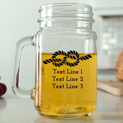 Mason Mug - Tie the Knot - Personalized Mason Jar 16oz