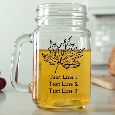 Mason Mug - Leaf - Personalized Mason Jar 16oz
