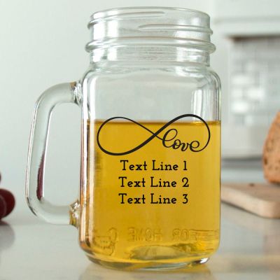 Mason Mug - Infinity Love - Personalized Mason Jar 16oz