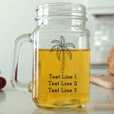 Mason Mug - Palm Tree - Personalized Mason Jar 16oz