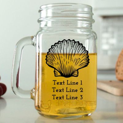 Mason Mug - Seashell - Personalized Mason Jar 16oz