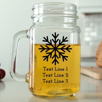Mason Mug - Snowflake - Personalized Mason Jar 16oz