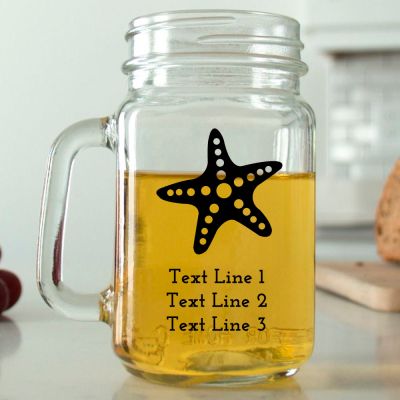 Mason Mug - Starfish- Personalized Mason Jar 16oz