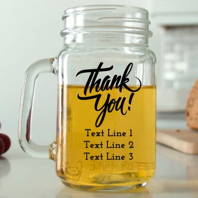 Mason Mug - Thank You!- Personalized Mason Jar 16oz