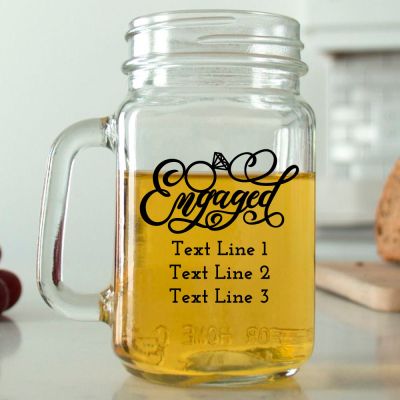 Mason Mug - Fancy Engaged - Personalized Mason Jar 16oz