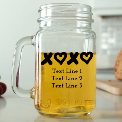 Mason Mug - XOXO - Personalized Mason Jar 16oz