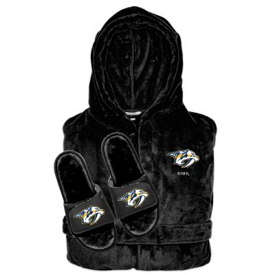 Nashville Predators Faux Fur Slide Sandals & Robe Bundle
