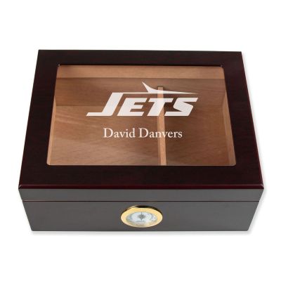Personalized Cigar Humidor - New York Jets Football Sports Team Logo Design