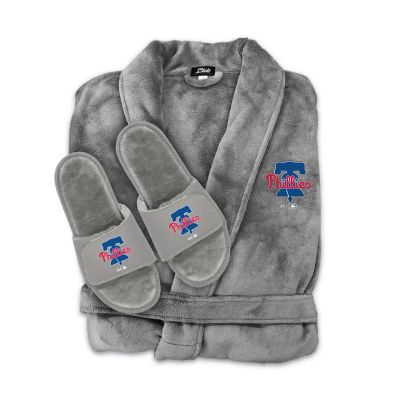 Philadelphia Phillies Faux Fur Slide Sandals & Robe Bundle