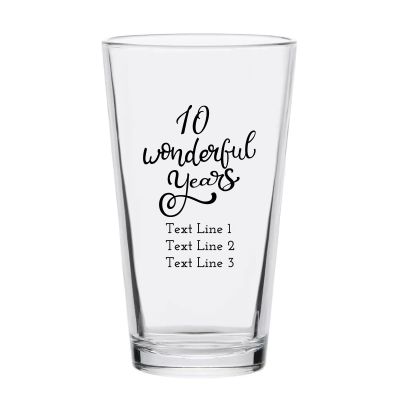Personalized 16 oz Custom Pint Glasses - Wonderful Years - Customized Pint Glasses