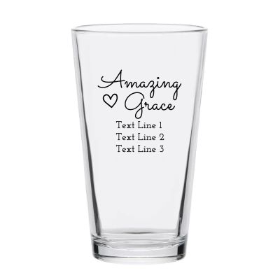 Personalized 16 oz Custom Pint Glasses - Amazing Grace - Customized Pint Glasses