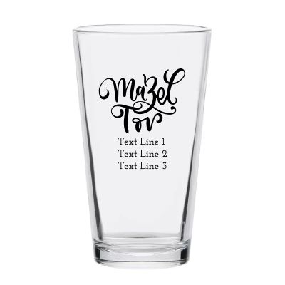 Personalized 16 oz Custom Pint Glasses - Mazel Tov - Customized Pint Glasses