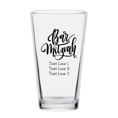 Personalized 16 oz Custom Pint Glasses - Bar Mitzvah - Customized Pint Glasses