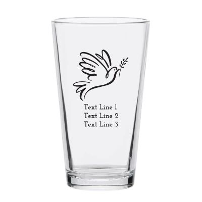 Personalized 16 oz Custom Pint Glasses - Dove - Customized Pint Glasses