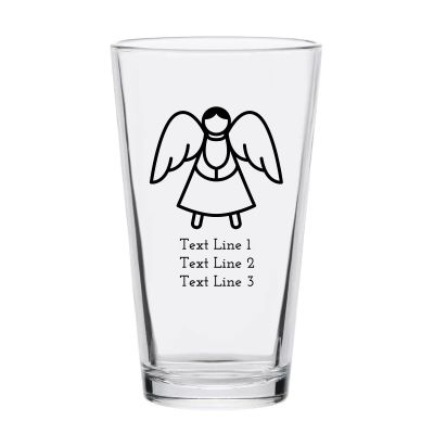 Personalized 16 oz Custom Pint Glasses - Angel Holding Hands - Customized Pint Glasses