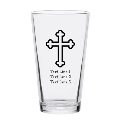 Personalized 16 oz Custom Pint Glasses - Cross - Customized Pint Glasses