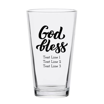 Personalized 16 oz Custom Pint Glasses - God Bless - Customized Pint Glasses
