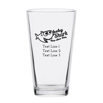 Personalized 16 oz Custom Pint Glasses - Baby Shark - Customized Pint Glasses