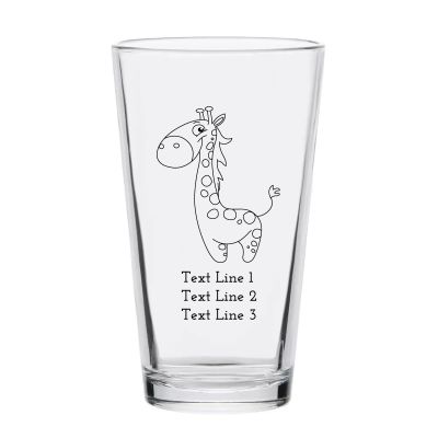 Personalized 16 oz Custom Pint Glasses - Giraffe - Customized Pint Glasses