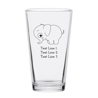Personalized 16 oz Custom Pint Glasses - Baby Elephant - Customized Pint Glasses