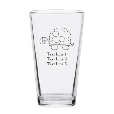 Personalized 16 oz Custom Pint Glasses - Baby Turtle - Customized Pint Glasses