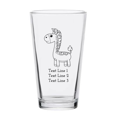 Personalized 16 oz Custom Pint Glasses - Baby Giraffe - Customized Pint Glasses