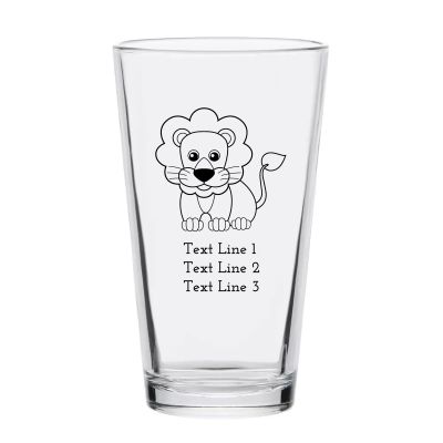 Personalized 16 oz Custom Pint Glasses - Lion - Customized Pint Glasses