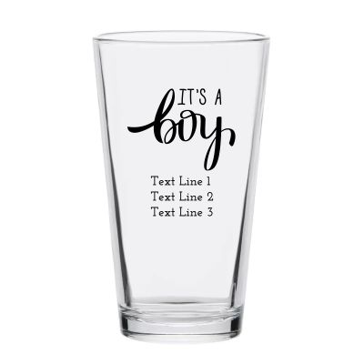 Personalized 16 oz Custom Pint Glasses - It's a Boy - Customized Pint Glasses