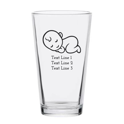 Personalized 16 oz Custom Pint Glasses - Sleeping Baby - Customized Pint Glasses