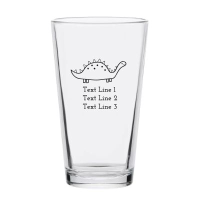 Personalized 16 oz Custom Pint Glasses - Cute Stegosaurus - Customized Pint Glasses