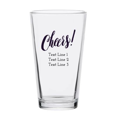 Personalized 16 oz Custom Pint Glasses - Cheers! - Customized Pint Glasses